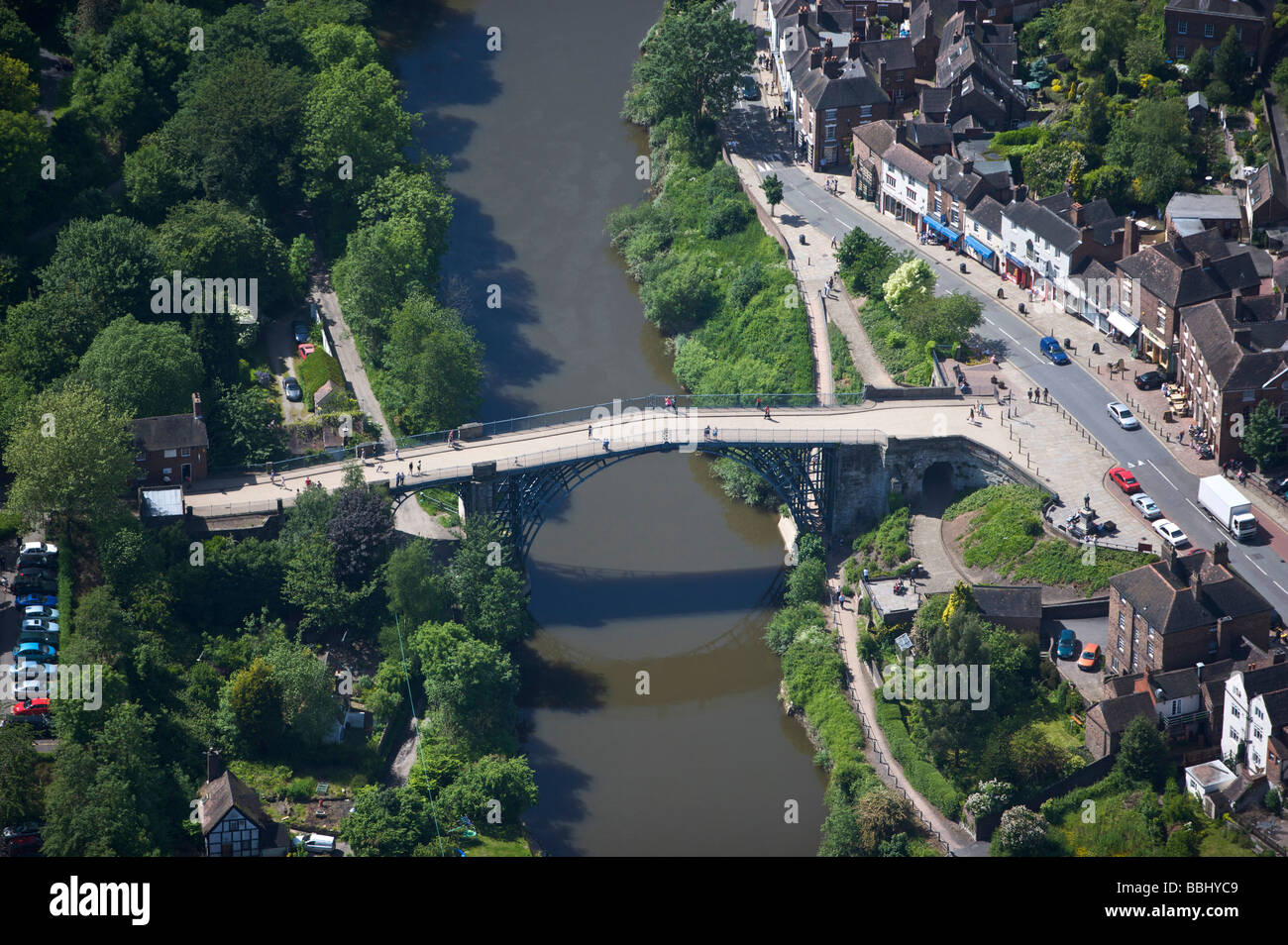 Vue aérienne du pont de fer, le berceau de la révolution industrielle Banque D'Images