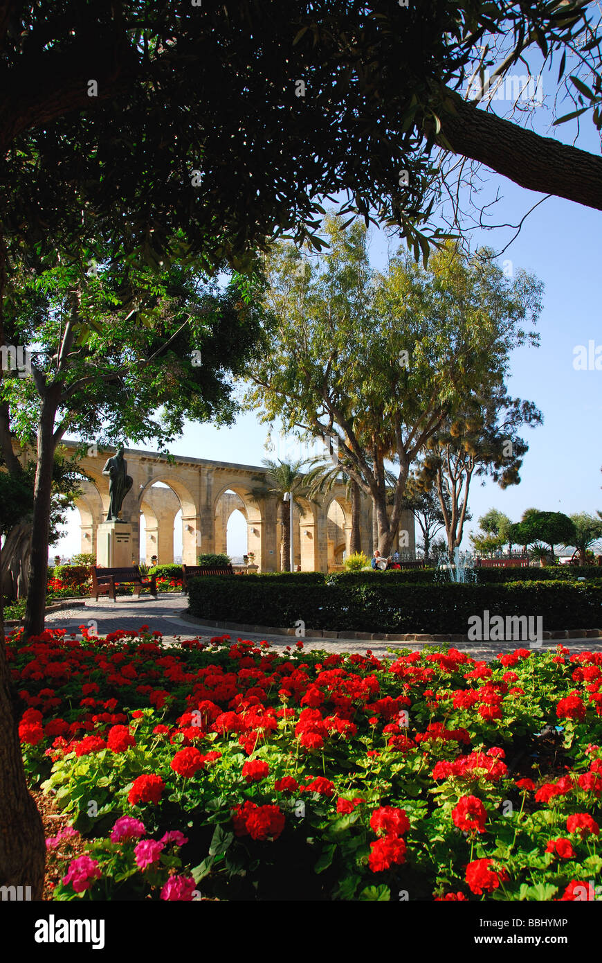 Malte. La partie supérieure des jardins Barrakka à La Valette. Banque D'Images