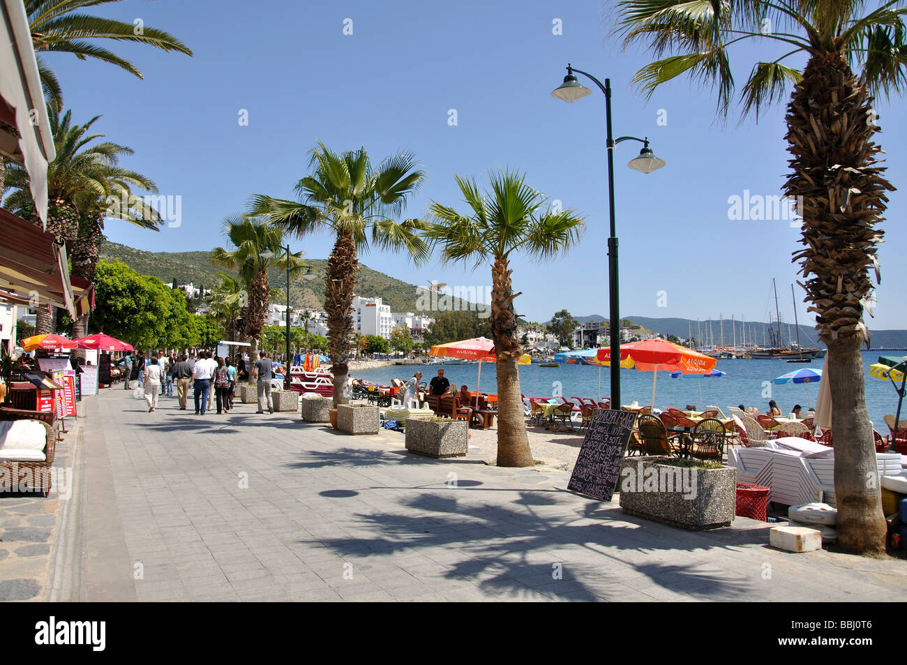 Promenade de la plage, Bodrum, province de Mugla, République de Türkiye Banque D'Images