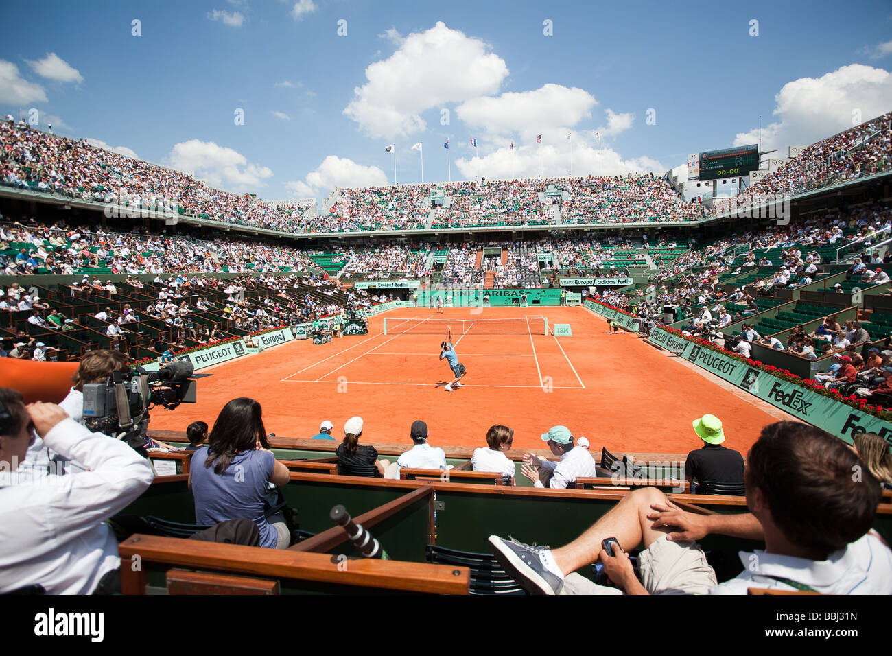 Paris,France central cour dans grand slam tennis open international français de Roland Garros 2009 du 22 mai au 5 juin Banque D'Images