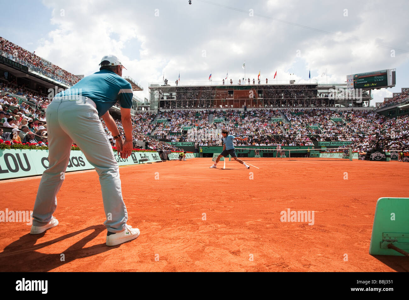 Paris,France central cour dans grand slam tennis open international français de Roland Garros 2009 du 22 mai au 5 juin Banque D'Images