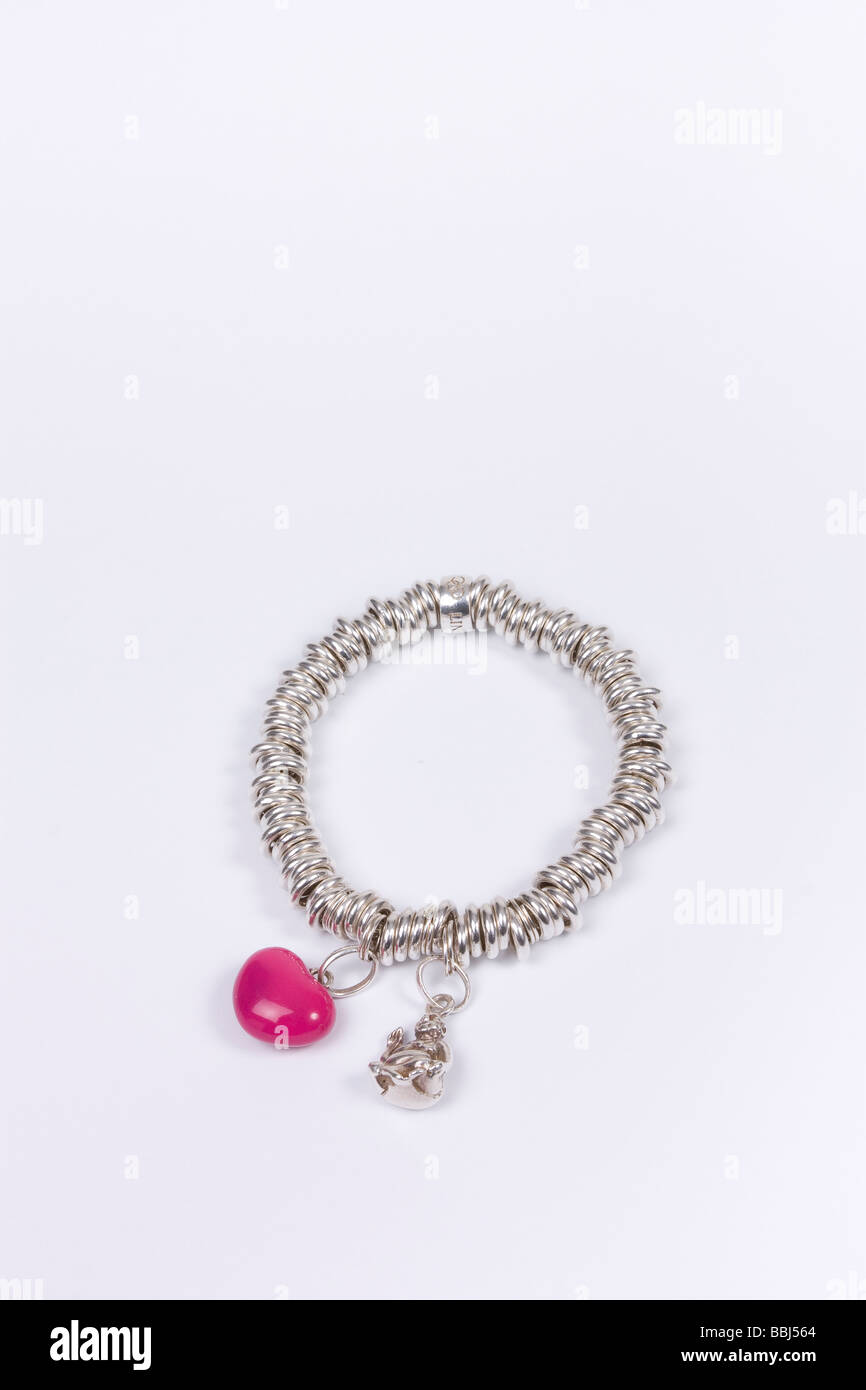 Links Of London sweetie bracelet en argent sterling charme et coeur rose charme et buddah Banque D'Images
