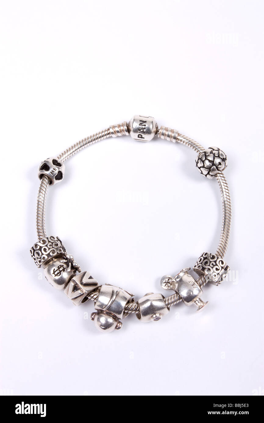 Pandora bracelet en argent sterling charme avec charms Banque D'Images