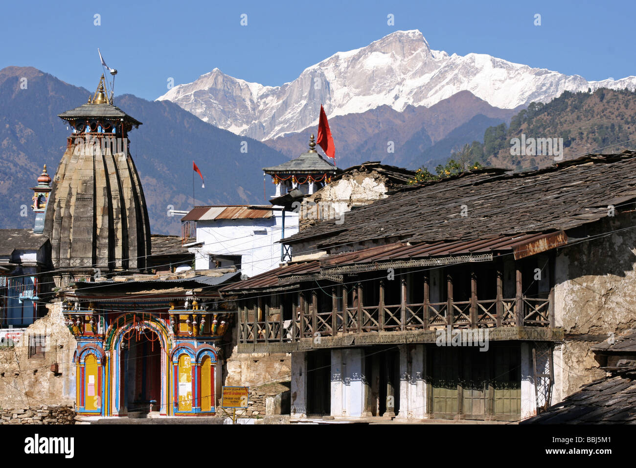 Ukimath Temple dans les Himalaya indien, l'Uttaranchal, Inde du Nord Banque D'Images