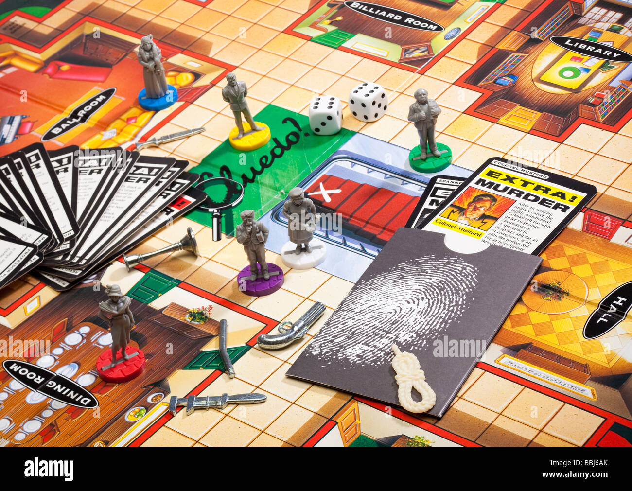 Jeux de société Cluedo - jeu de société avec des pièces Banque D'Images