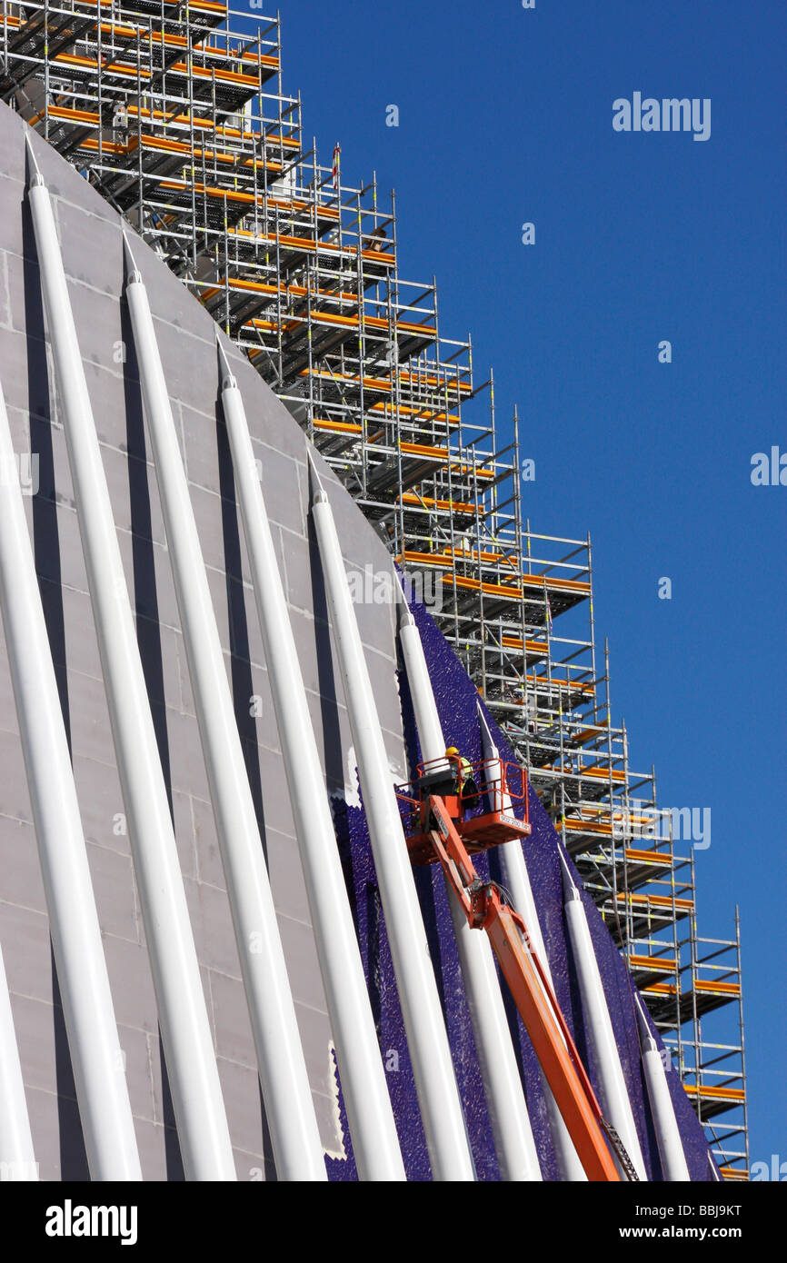 Construction en cours d'Valence, Cité des Arts et des Sciences de Santiago Calatrava, un magnifique exemple de design moderne Banque D'Images