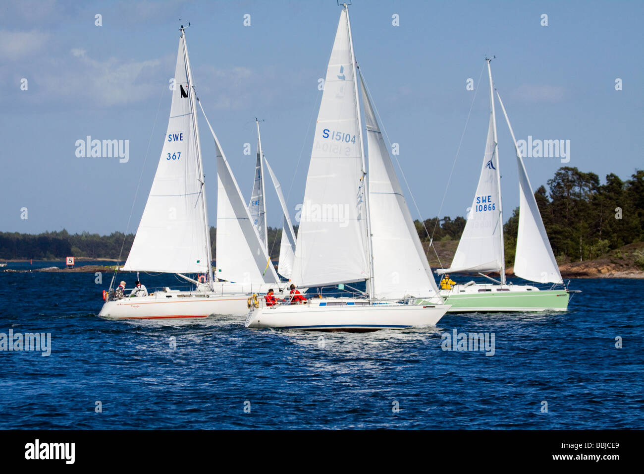 Quatre voilier sur raceday Banque D'Images