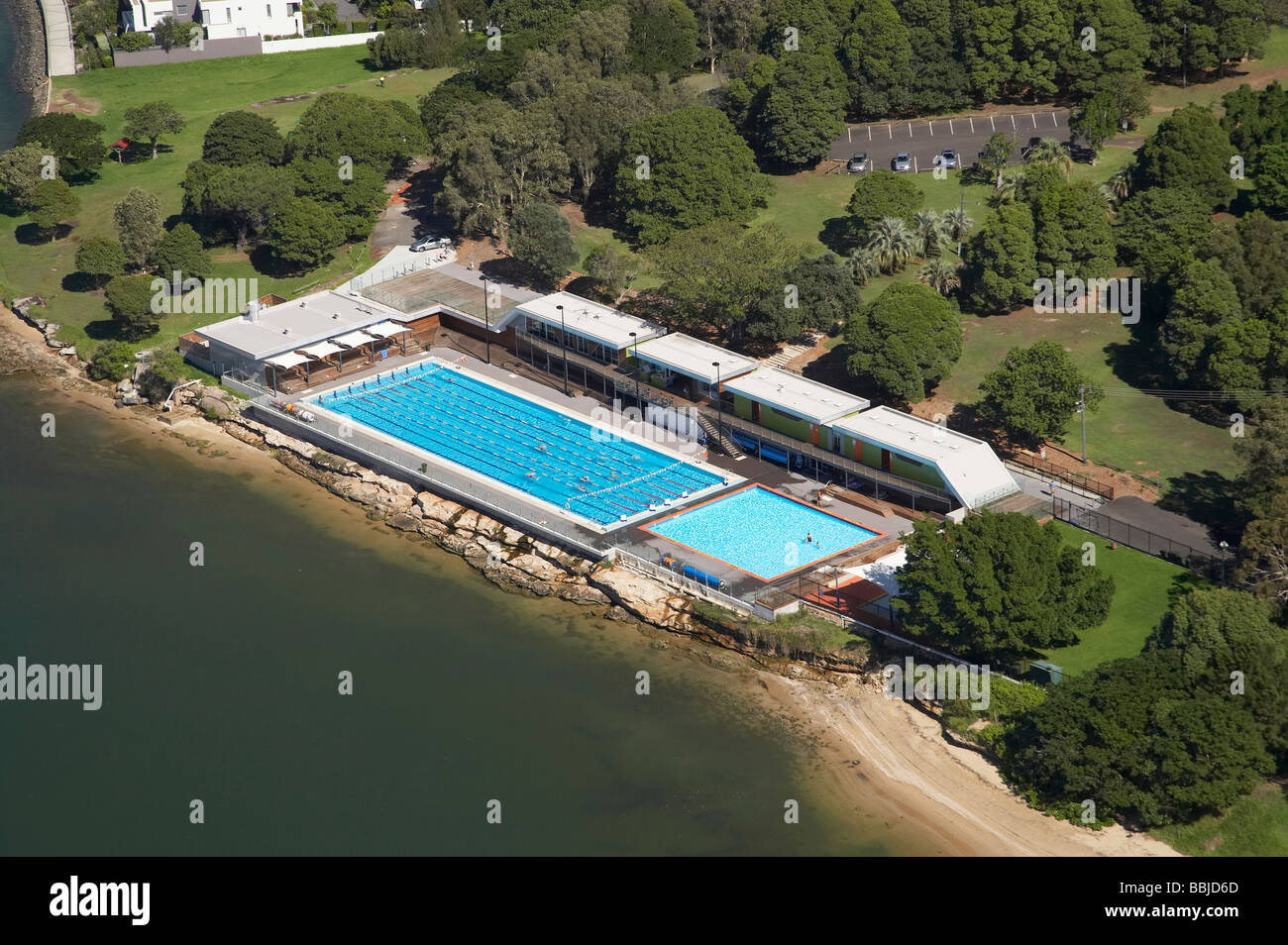 Centre de natation Cabarita Cabarita Park Parramatta River Sydney New South Wales Australie aerial Banque D'Images