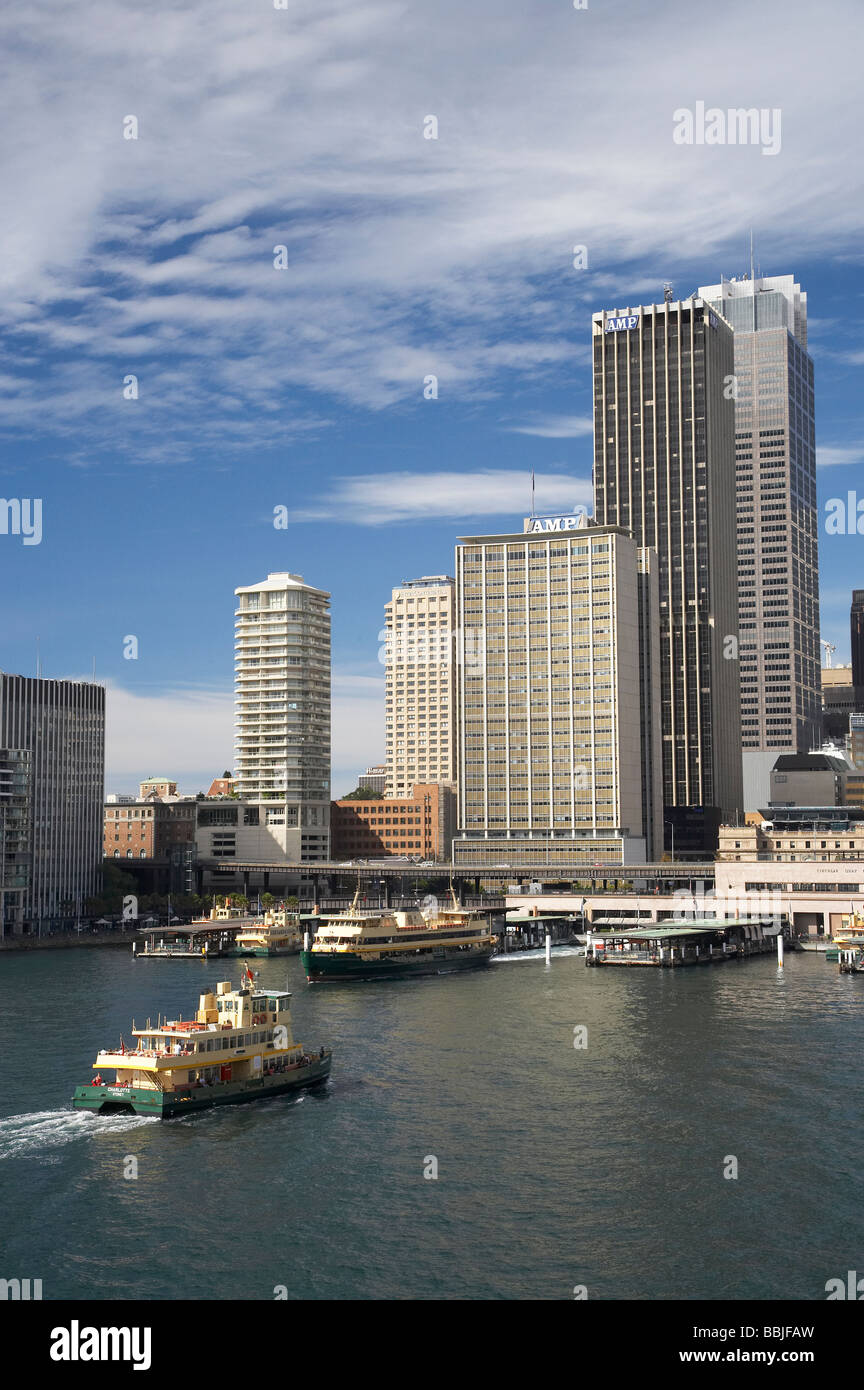 Les traversiers de passagers et Circular Quay CBD Sydney New South Wales Australie Banque D'Images