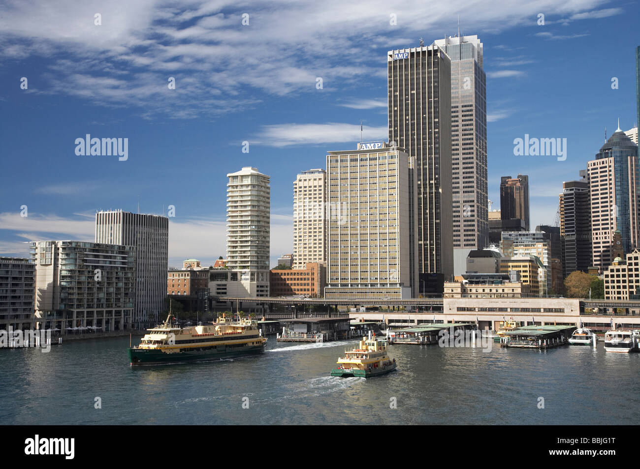 Les traversiers de passagers et Circular Quay CBD Sydney New South Wales Australie Banque D'Images