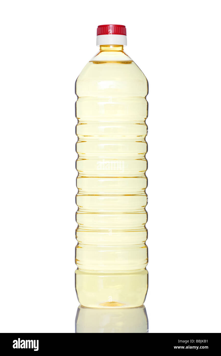 Bouteille d'huile végétale isolé sur fond blanc Banque D'Images