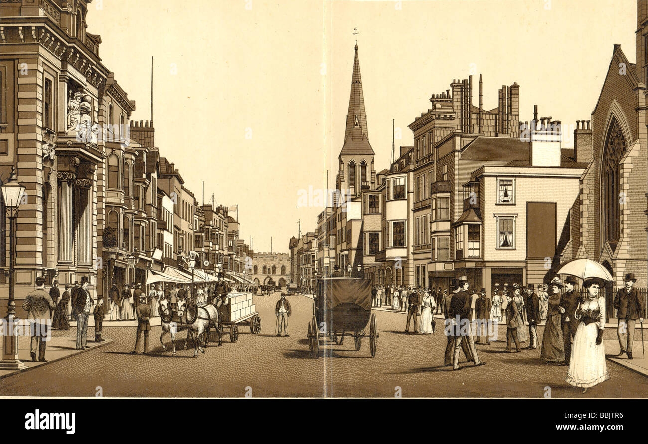 La High Street, Southampton, à partir d'un album souvenir de l'époque victorienne circa 1895 Banque D'Images