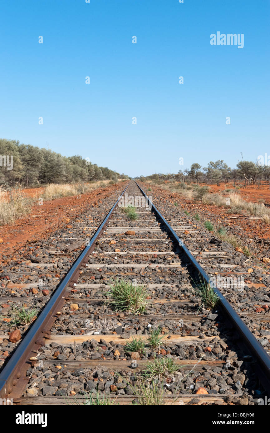 La convergence des lignes de chemin de fer Banque D'Images