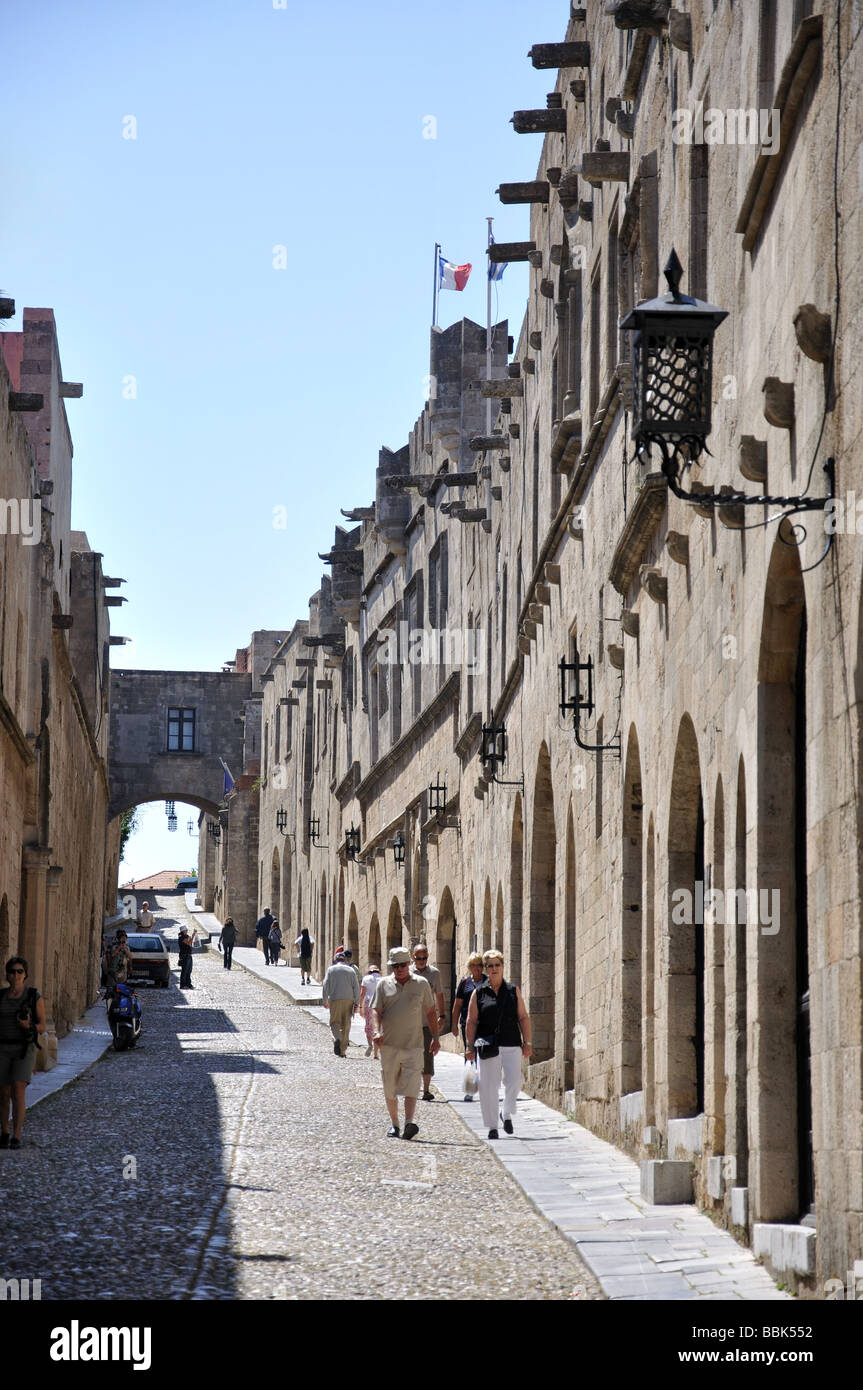 Rue des Chevaliers, vieille ville, ville de Rhodes, Rhodes, Dodécanèse, Grèce Banque D'Images