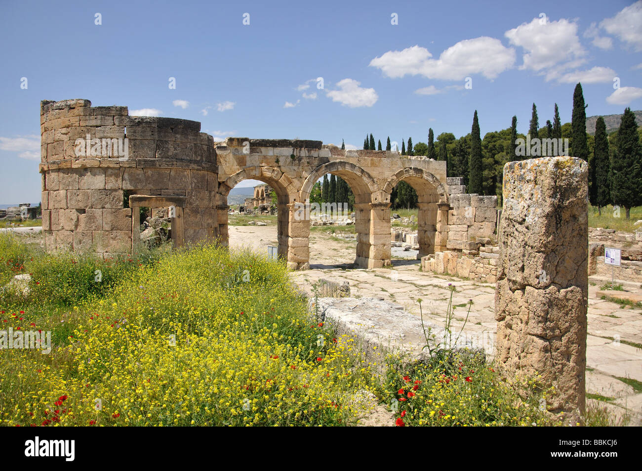 Arc de Domitien, l'Agora, Hiérapolis, province de Denizli, République de Türkiye Banque D'Images