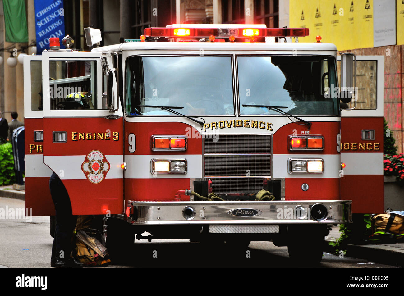 Camion de pompiers américains, Providence, Rhode Island, USA Banque D'Images