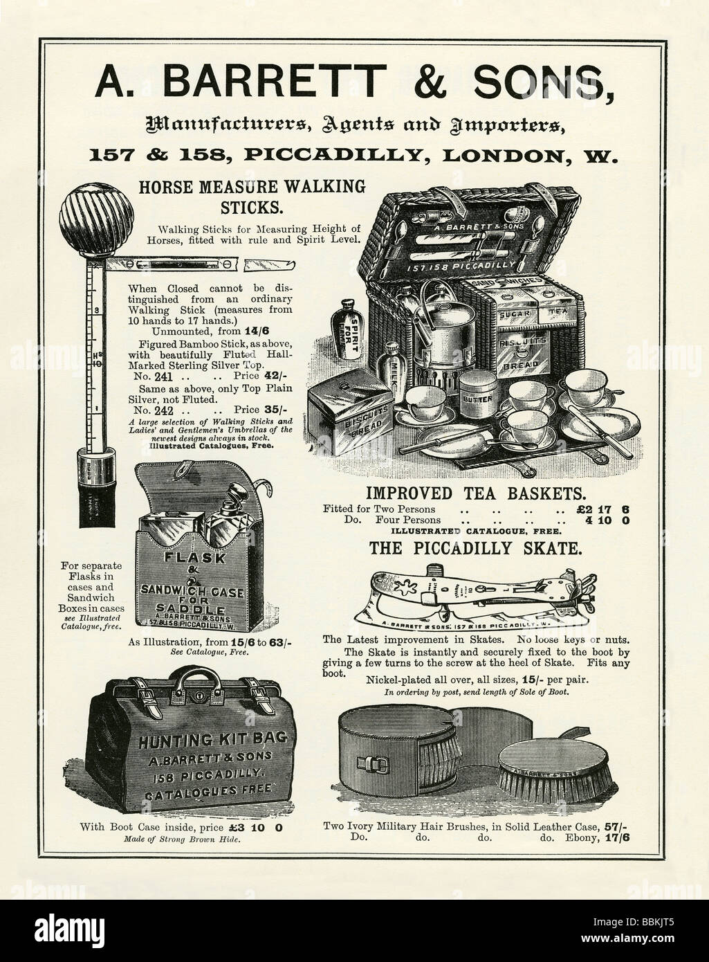Publicite dans un catalogue de vente par correspondance de l epoque victorienne pour entrave cuir et produits equestres Barrett Sons Piccadilly Londres Photo Stock Alamy