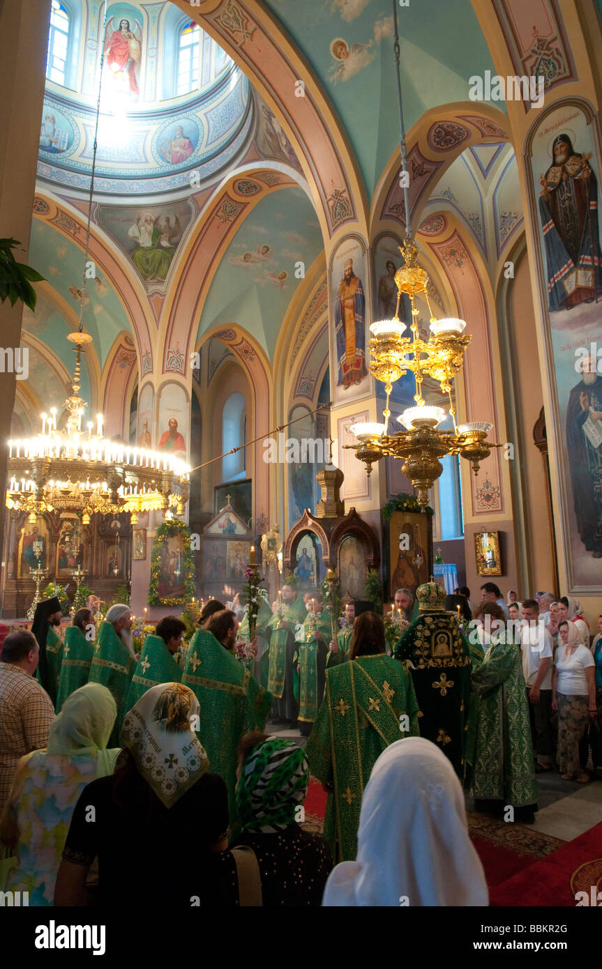 Israël, Jérusalem, l'église russe, russe de la Sainte Trinité. vue d'une masse en cours Banque D'Images