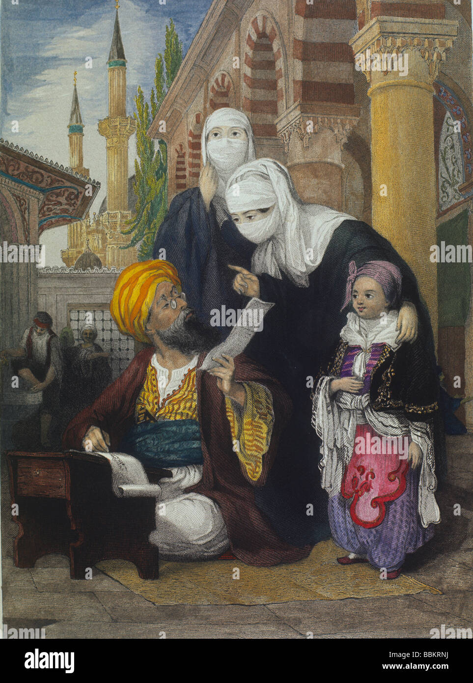 L'auteur de la lettre Constantinople gravure par Thomas Allom 1840 beige par Laura Lushington Banque D'Images