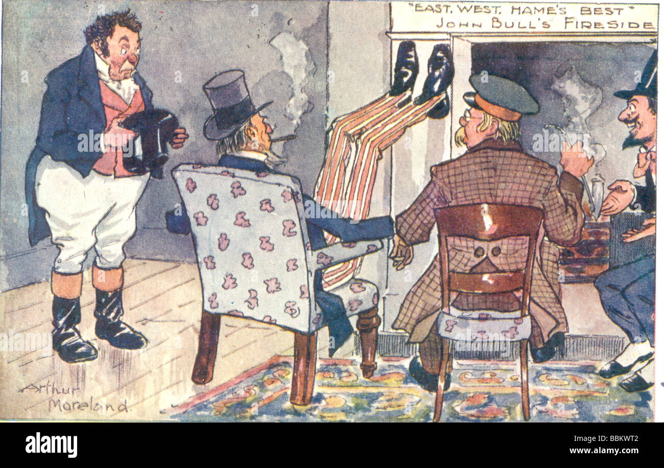 Photo Carte postale 'John Bull's Fireside' par Arthur Moreland postally utilisé 1903 Banque D'Images