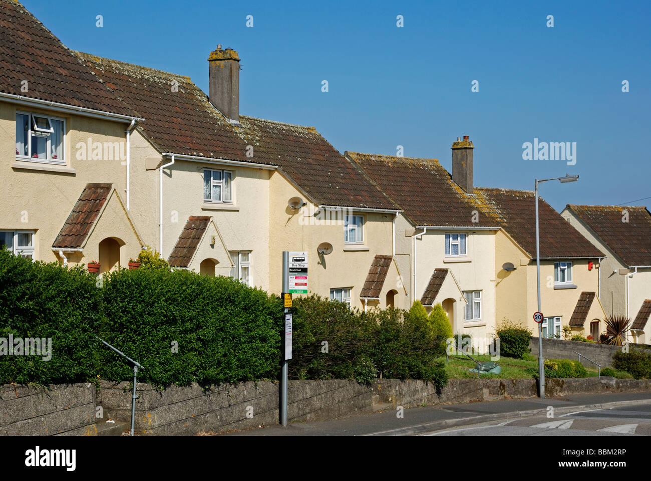 Une rangée de 1940,s de conseil à Redruth, Cornwall, uk Banque D'Images
