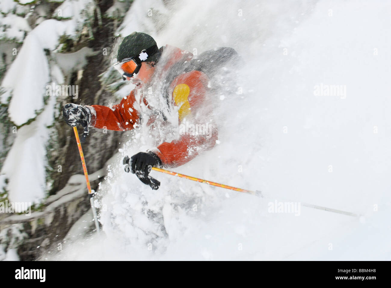 Ski à une opération Catskiing dans l'arrière-pays de Whistler, BC, Canada Banque D'Images