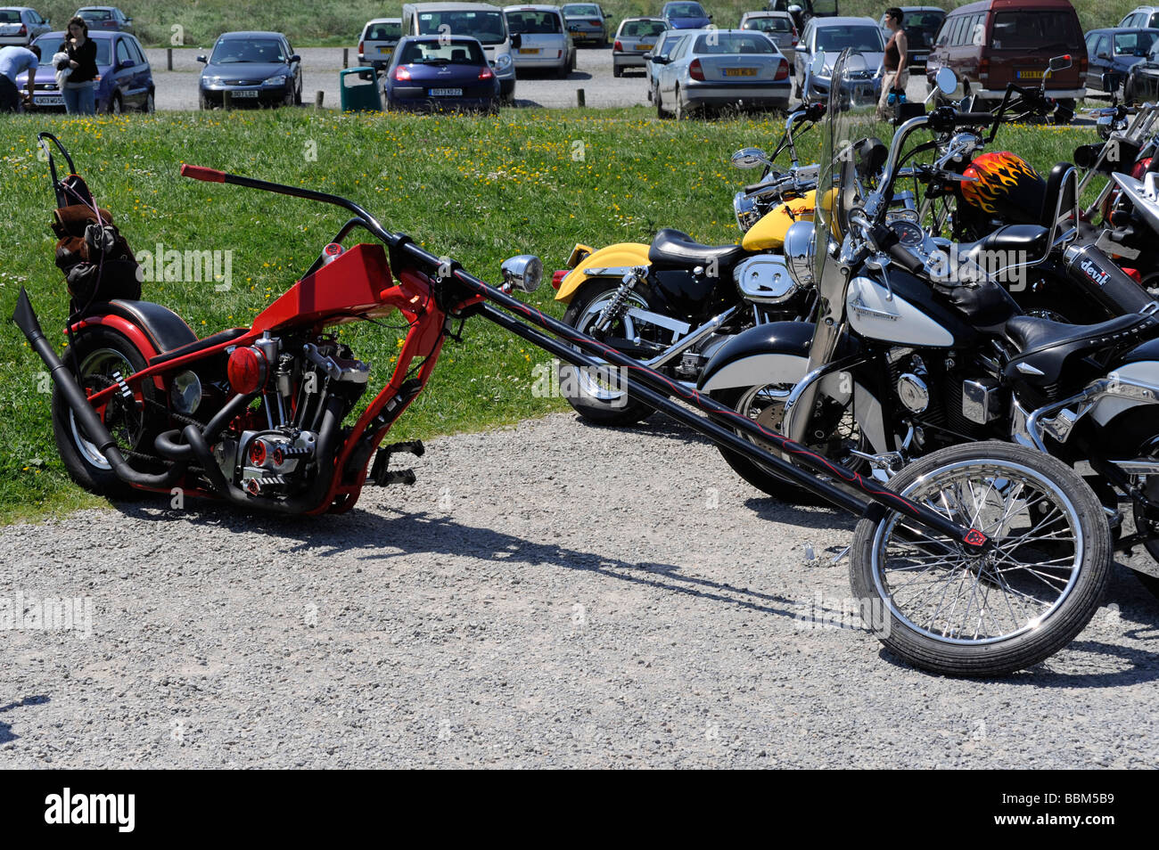 Harley Davidson Chopper rouge Banque D'Images