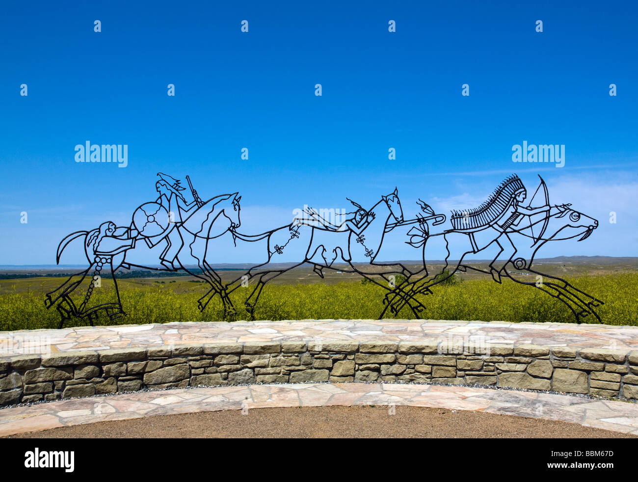 Cheyenne Lakota Indian Memorial, Little Bighorn Battlefield, Montana. Banque D'Images