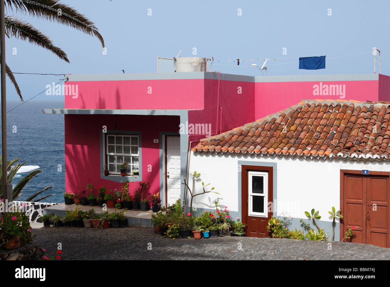 Maison traditionnelle rose, San Andrés, La Palma, Canary Islands, Spain Banque D'Images