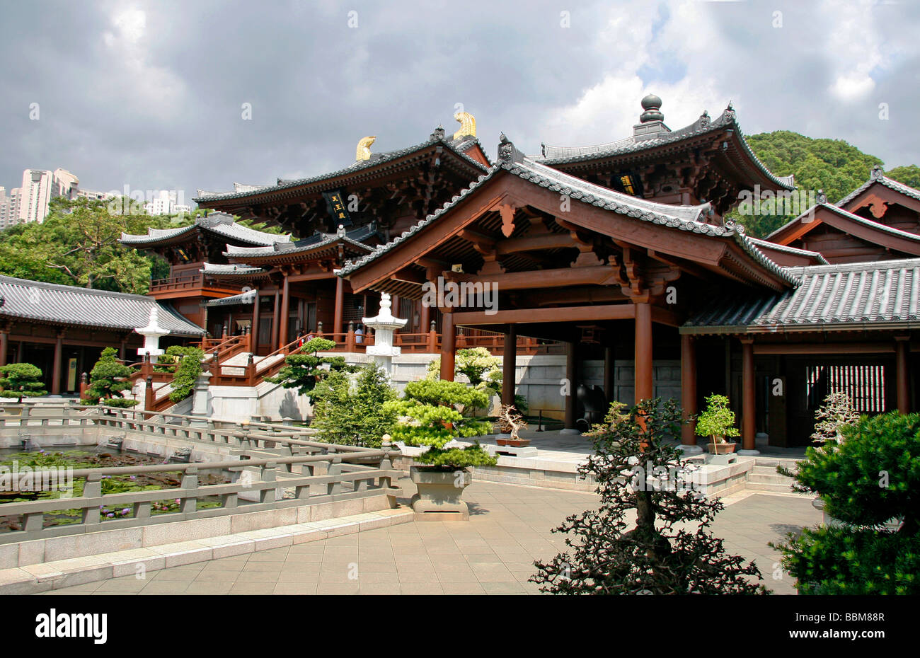 Chi Lin Nunnery, site du temple, pagodes, Hong Kong, Chine, Asie Banque D'Images