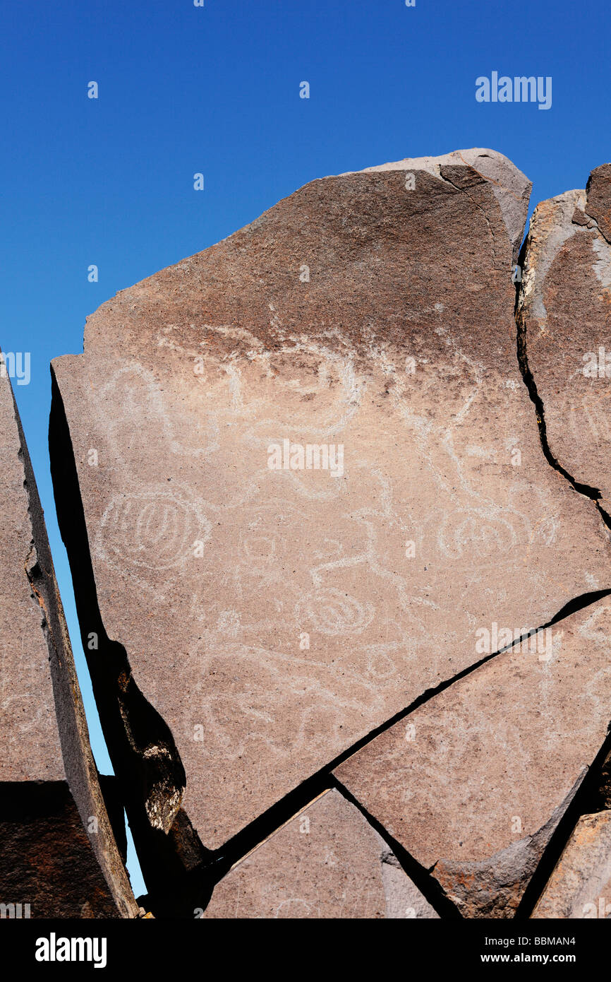 Dessins Rock, dans la région de petroglyphes Erita, Caldera de Taburiente National Park, La Palma, Canary Islands, Spain Banque D'Images