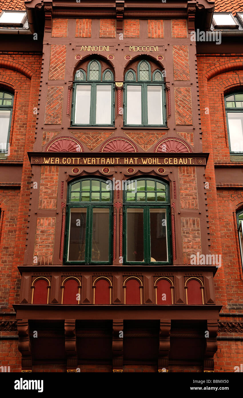 Décoré de façon décorative bay, Art Nouveau, 1906, Lunebourg, Basse-Saxe, Allemagne, Europe Banque D'Images