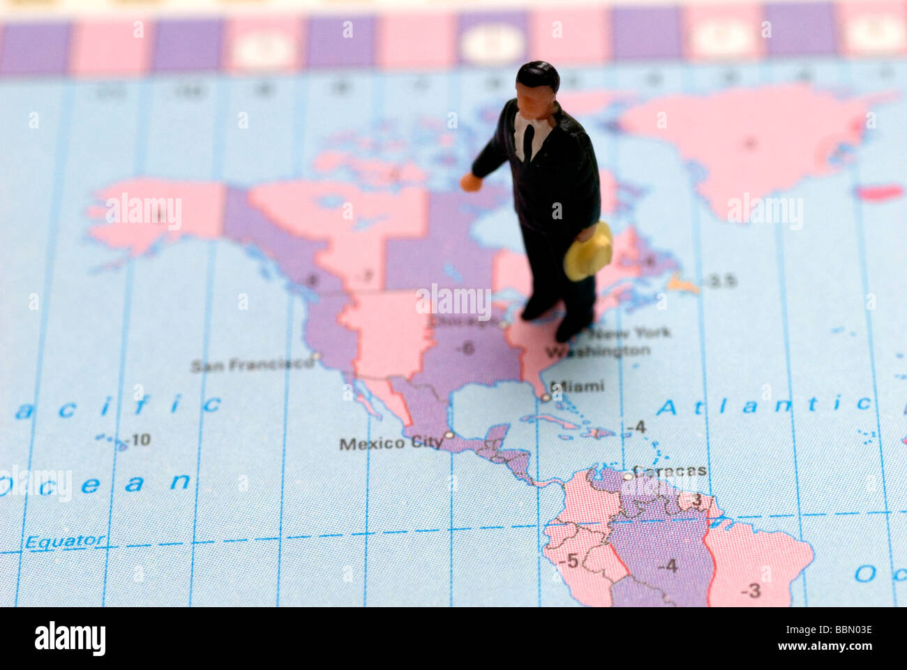 Un représentant de l'image conceptuelle d'affaires américain sur la scène mondiale Banque D'Images