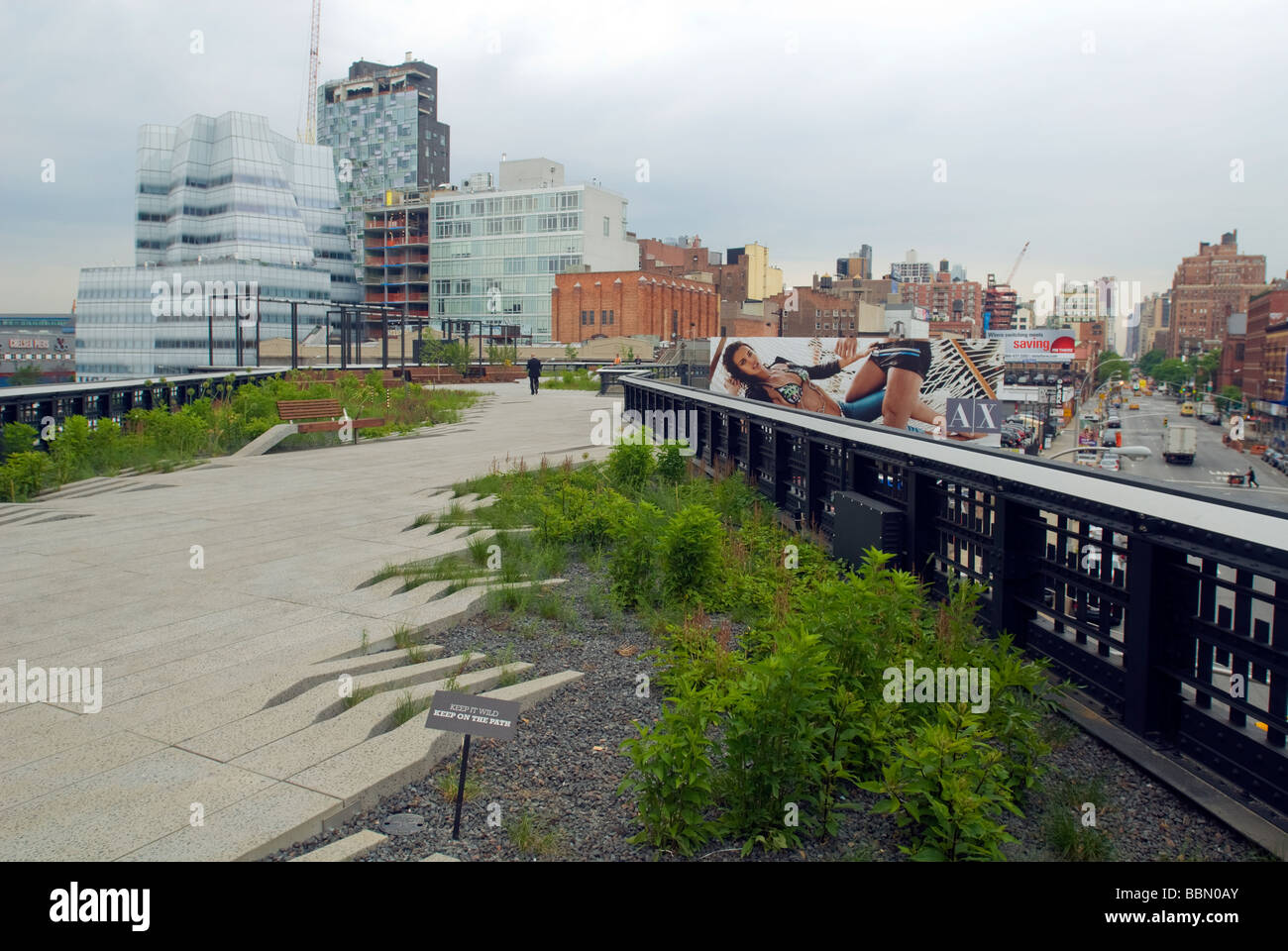 La nouvelle Le parc High Line dans le quartier de Chelsea à New York est considérée le lundi 8 juin 2009 Banque D'Images