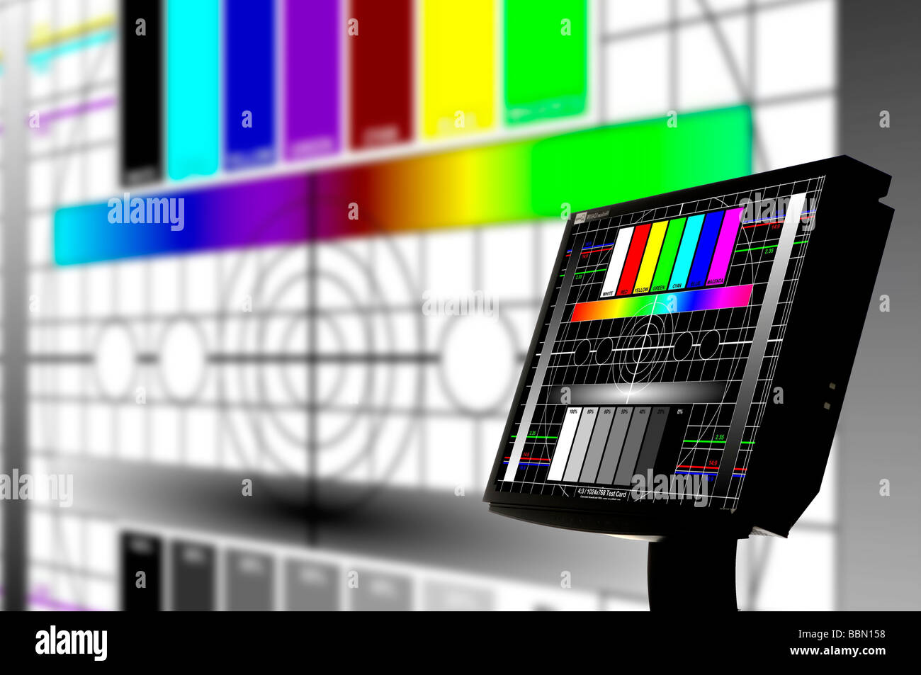 Télévision couleur barres affichées sur le moniteur de l'ordinateur du signal de test Banque D'Images