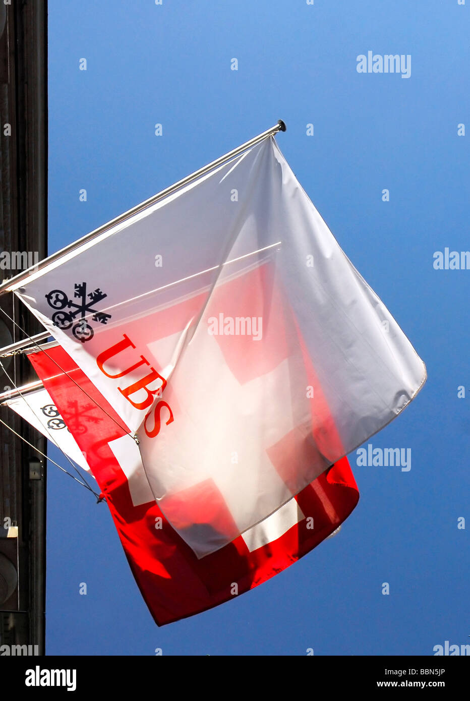 UBS, Union de Banques Suisses et de drapeau suisse, Zurich, Switzerland, Europe Banque D'Images