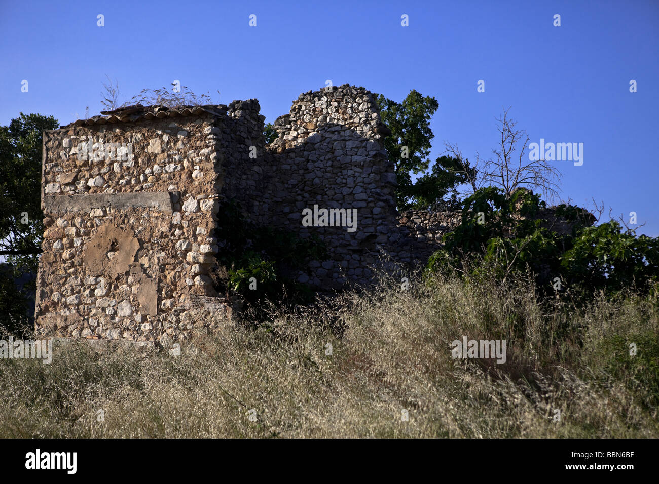 Ferme abandonnée maison en ruines près de Pertuis, Durance, Provence, France, Europe Banque D'Images