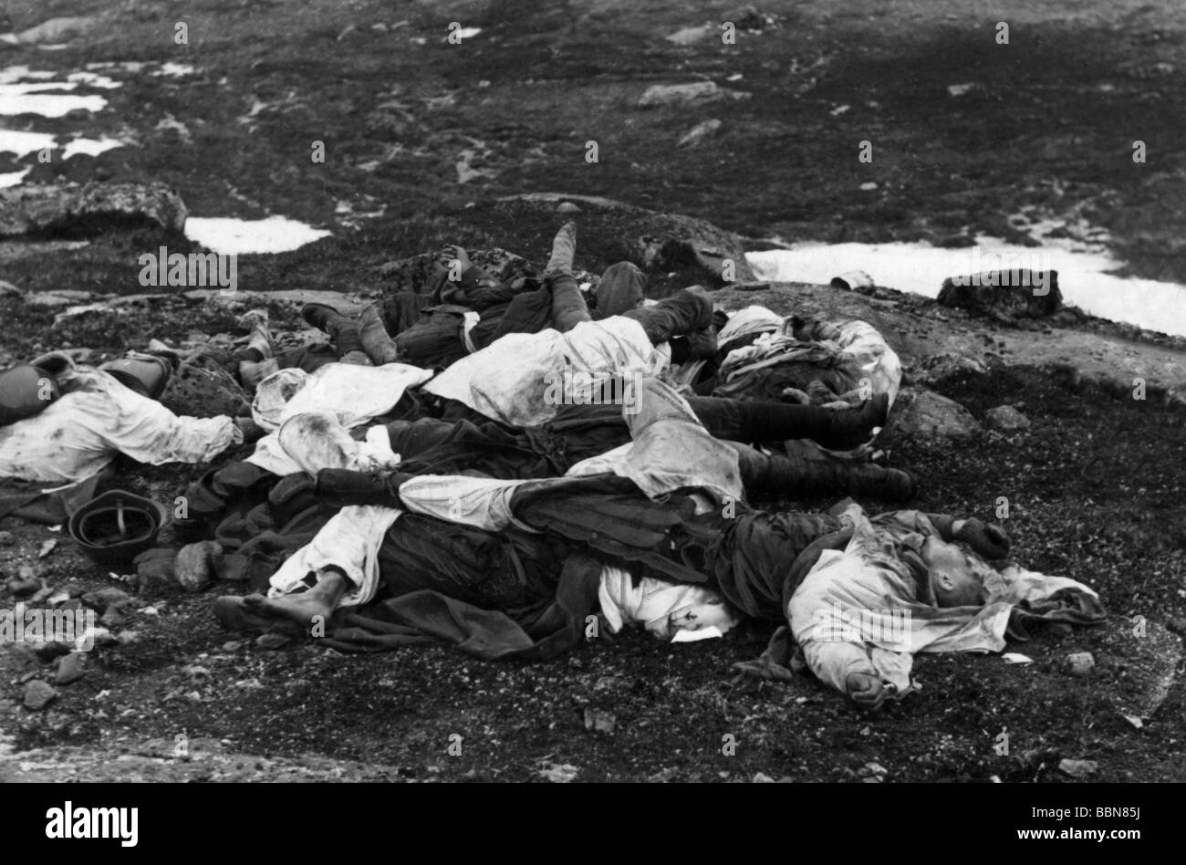Événements, seconde Guerre mondiale / seconde Guerre mondiale, Russie, soldats tombés / corps morts, soldats soviétiques tombés, vers 1942, Banque D'Images