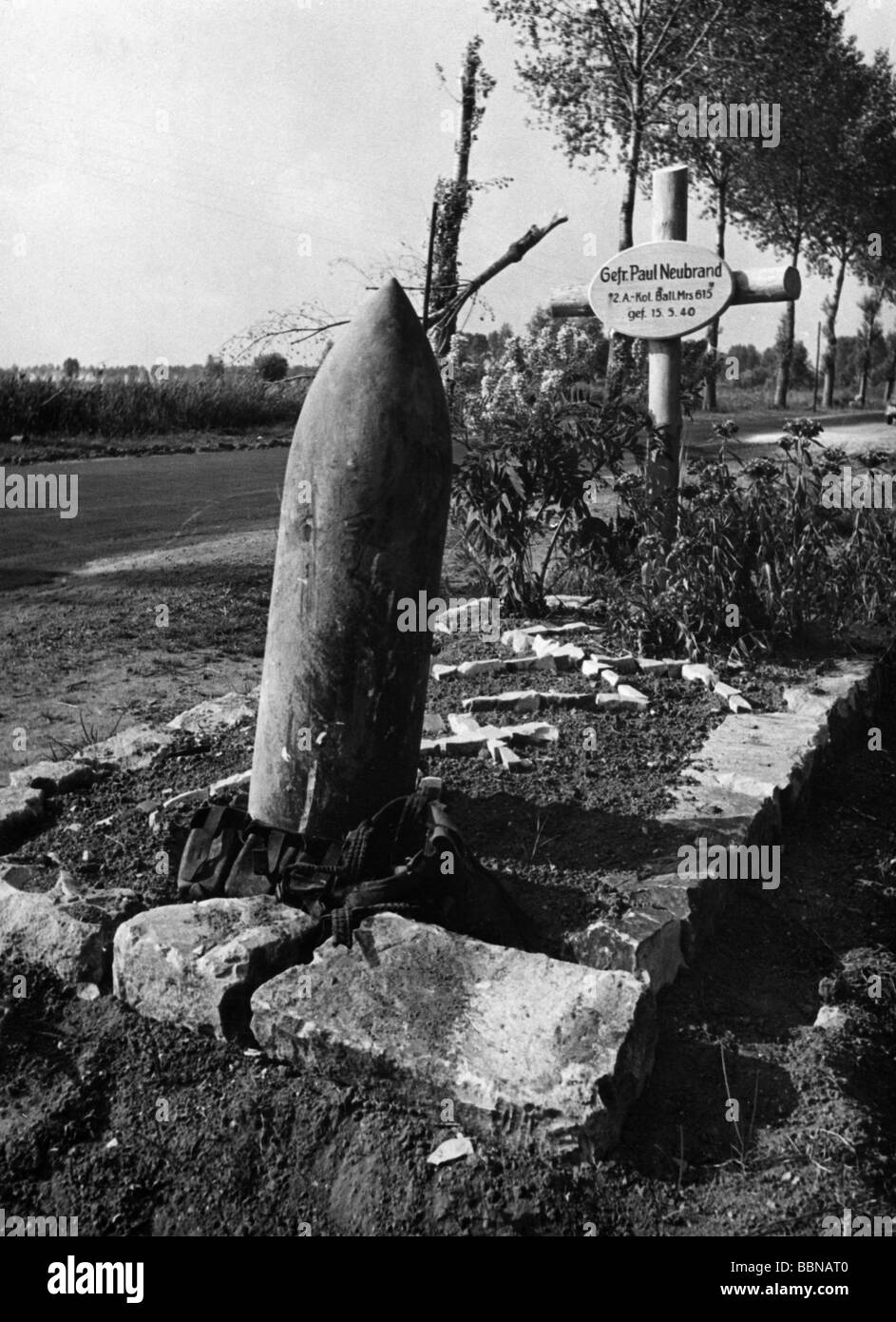 Événements, seconde Guerre mondiale / seconde Guerre mondiale, Wehrmacht allemand, tombe du soldat, Bataille de France, mai 1940, Banque D'Images