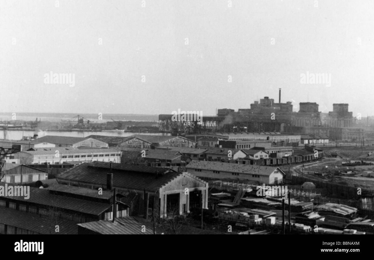 Événements, seconde Guerre mondiale / seconde Guerre mondiale, Russie, villes / villages / paysages, vue d'un port maritime sur la péninsule de Crimée, probablement Sébastopol ou Kerch, 1943 / 1944, Banque D'Images