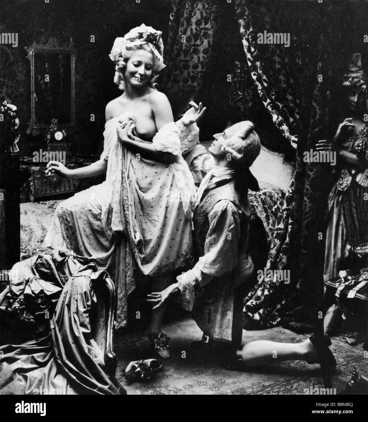 Casanova, Giacomo, 2.4.1725 - 4.6.1798, aventurier italien, comme caractère publicitaire pour une campagne de contrôle des naissances du Conseil de l'éducation sanitaire, , Banque D'Images