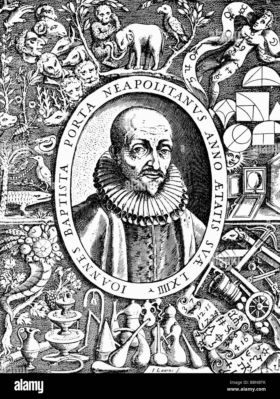 Della Porta, 1538 - 1615, 25821, physicien italien, dramaturge, portrait, après gravure sur cuivre, Bibliothèque Fideikomiss impériale, Vienne, Autriche, l'artiste n'a pas d'auteur pour être effacé Banque D'Images