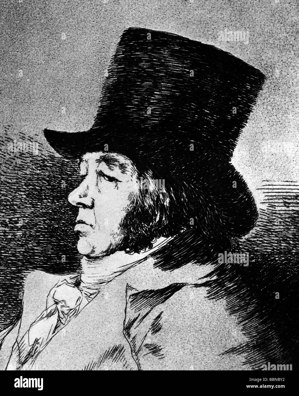 Goya y Lucientes, Francisco de, 30.3.1746 - 16.4.1828, peintre espagnol, autoportrait, face latérale, gravure, Banque D'Images