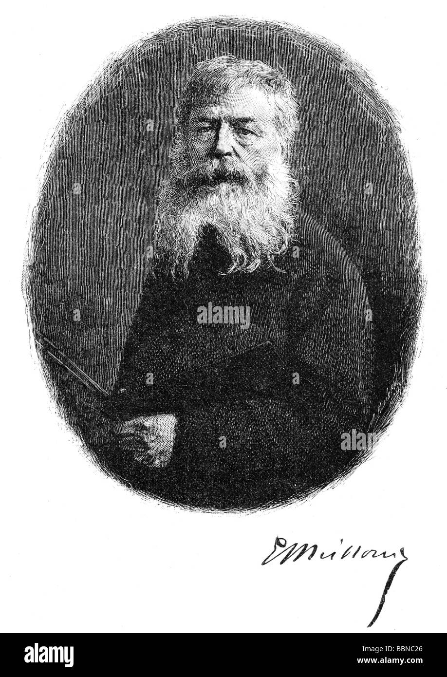 Meissonnière, Jean Louis Ernest, 21.2.1815 - 31.1.1891, peintre français, demi-longueur, gravure sur bois, Banque D'Images