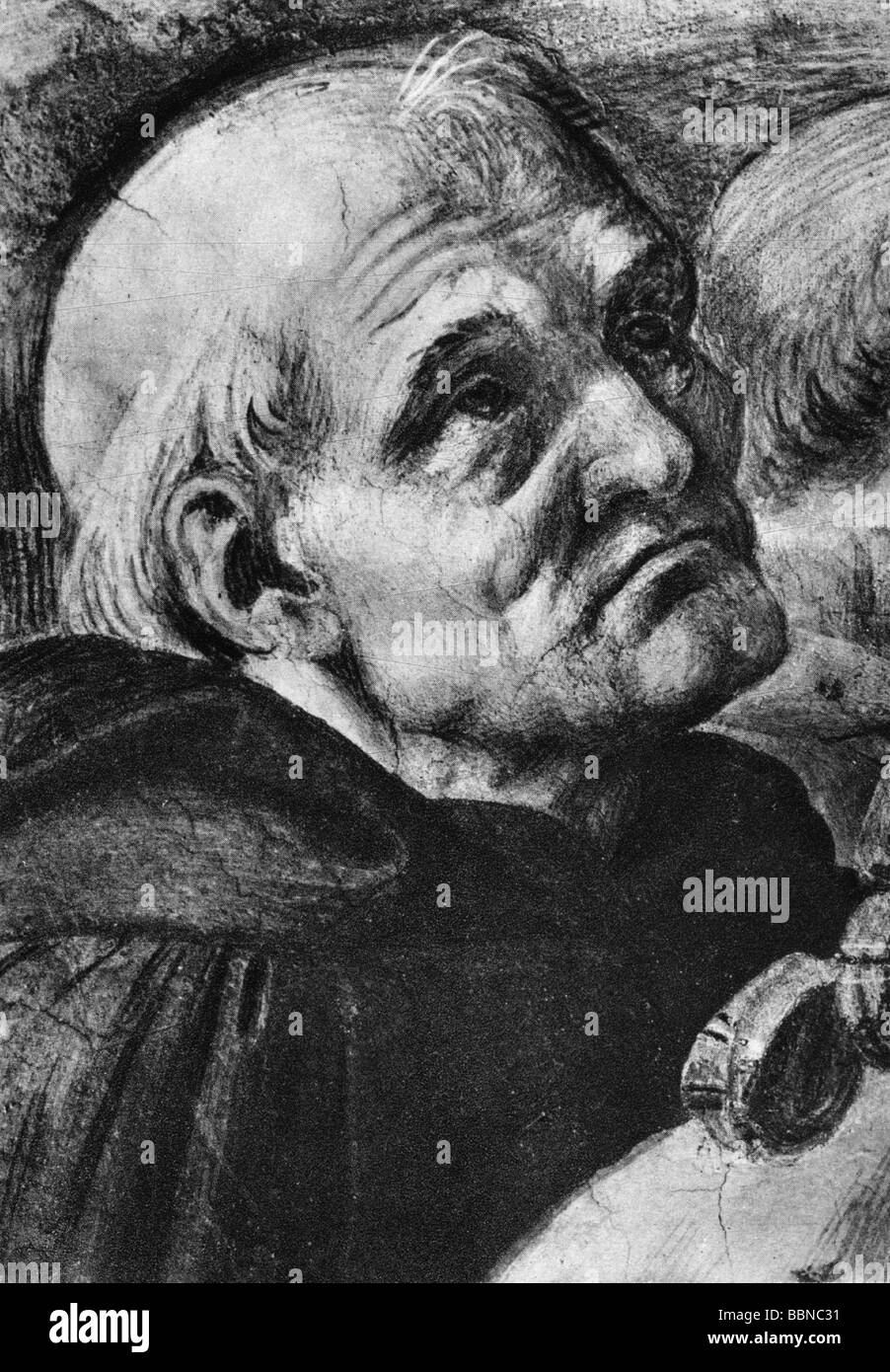 Angelico (Fra Angelico), 1387 - 18.2.1455, artiste italien (peintre), portrait, détail de Fresco par Raphaël au Vatican, Italie, XVe siècle, Banque D'Images