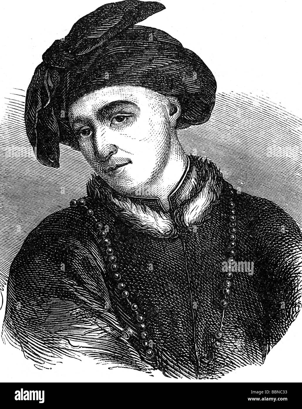 Eyck, Jan van, vers 1390 - 9.7.1441, artiste néerlandais (peintre), portrait, gravure en bois après détail du panneau gauche de l'altarpièce de Gand , avant 1432, XIXe siècle, , Banque D'Images