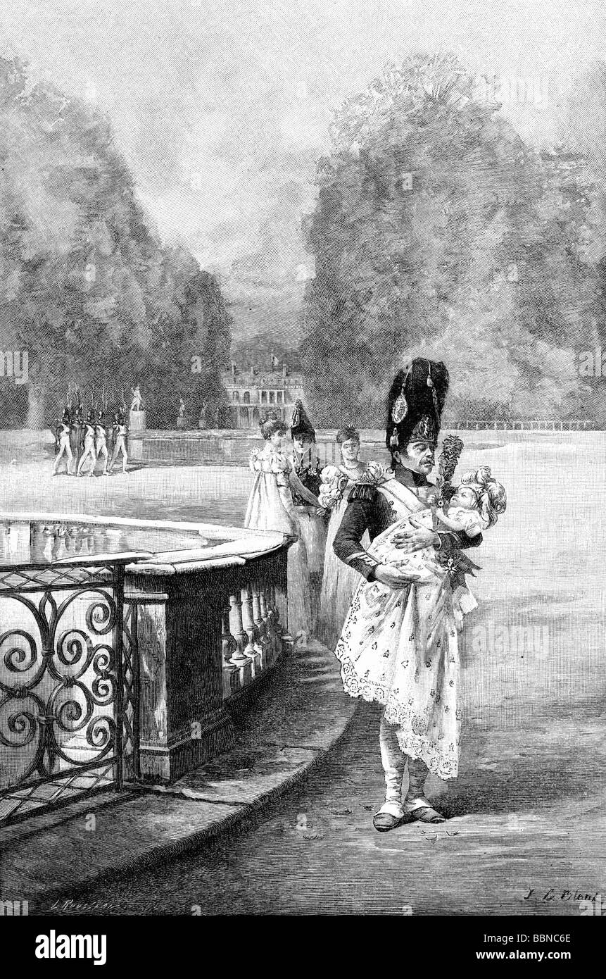 Napoléon François Joseph Charles, 20.3.1811 - 22.7.1832, Kng de Rome 1811 - 1814, duc de Reichstadt 1817 - 1832, enfant, gravure en bois après peinture par Julien le Blant, 2ème Haverfl XIXe siècle, , Banque D'Images