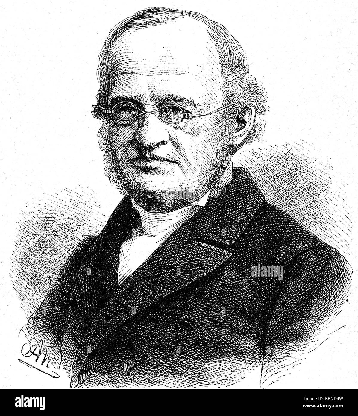 Zimmermann, Karl, 23.8.1804 - 12.6.1877, politicien allemand, portrait, gravure en bois par Adolf Neumann (1825 - 1884), XIXe siècle, Banque D'Images