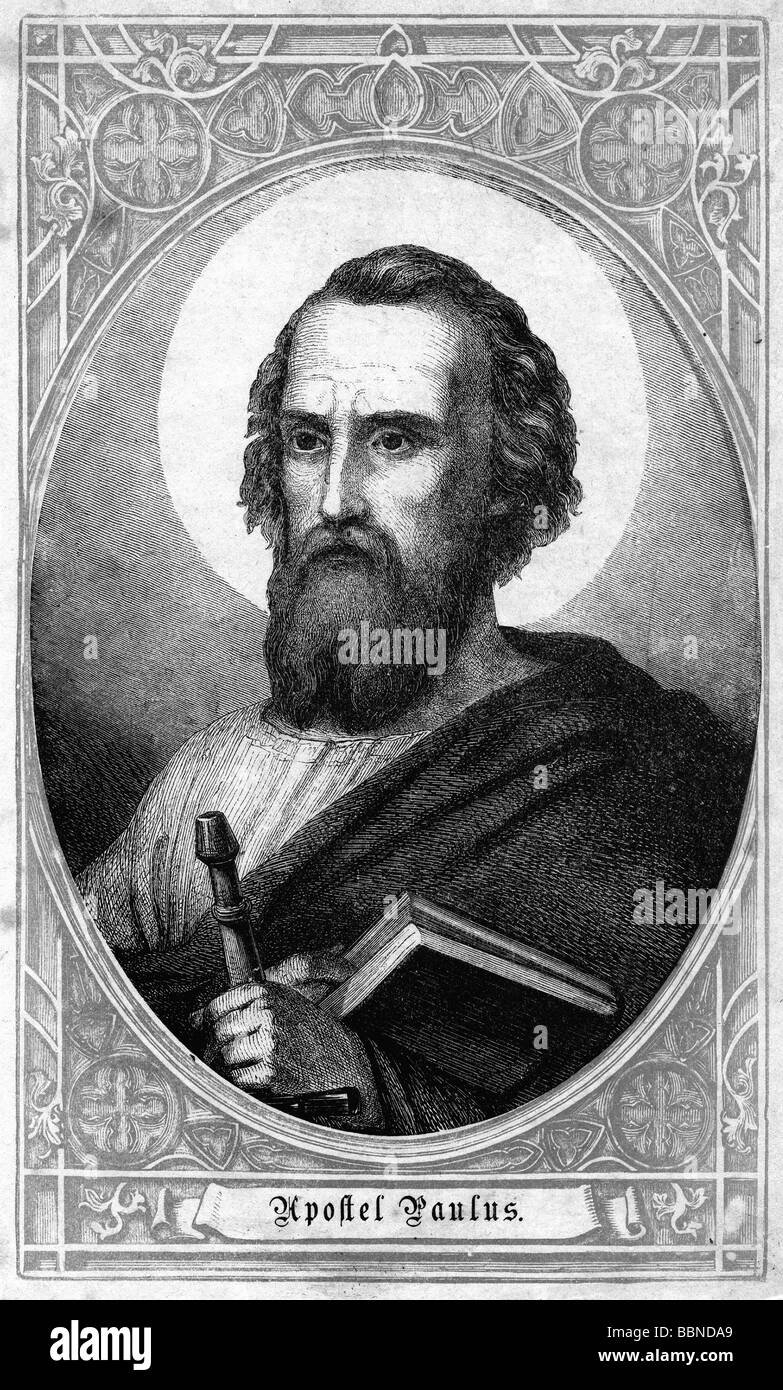 Paul (Saül de Tarsus), vers 1 - 64 AD, saint, 'Apôtre des Païens', portrait, gravure de bois, XIXe siècle, Banque D'Images