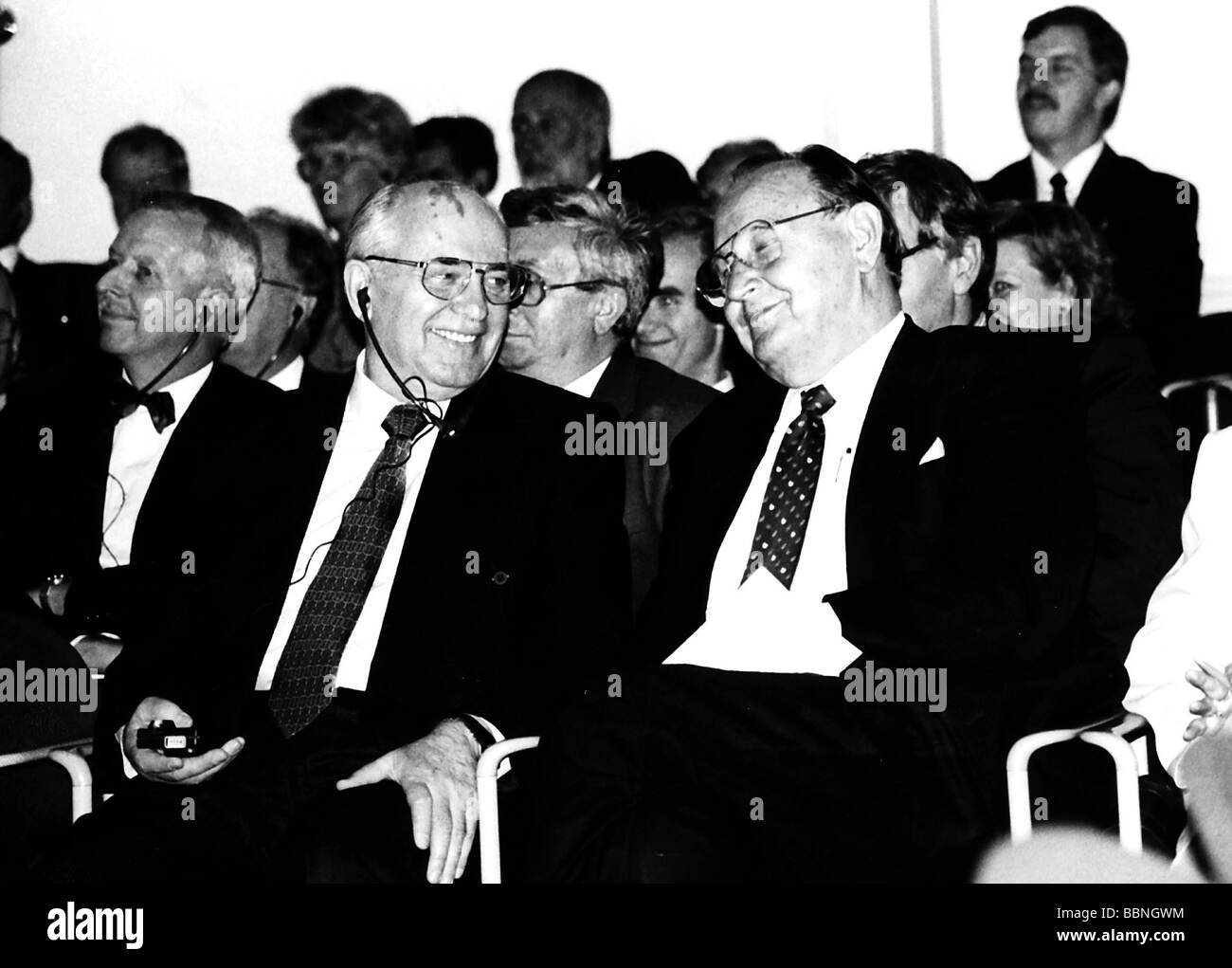 Gorbatchev, Mikhail, * 2.3.1931, politicien soviétique (KPdSU), demi-longueur, avec Hans Dietrich Genscher, Erfurt, Allemagne, 1990, Banque D'Images